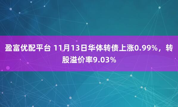 盈富优配平台 11月13日华体转债上涨0.99%，转股溢价率9.03%